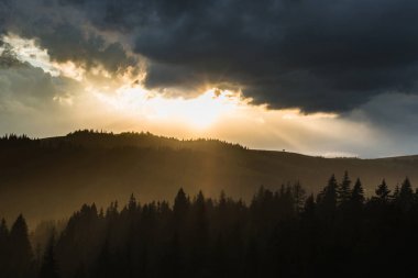 Fırtına bulutları dağ ve orman