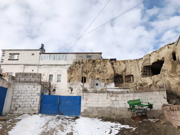 A rural house in a poor village in the Turkish region of Cappadocia. Settlement in a historic area among volcanic mountains and underground cities.