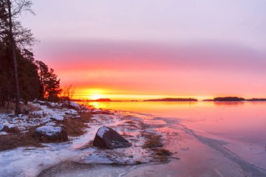Sunrise manzara deniz, Finlandiya