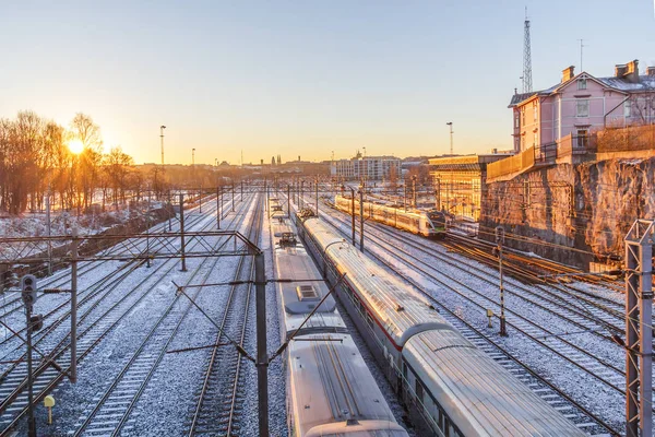 A estação ferroviária de Helsínquia, Finlândia — Fotografia de Stock