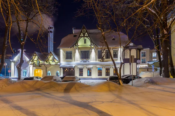 Fairy-tale house on a winter night — Stock Photo, Image