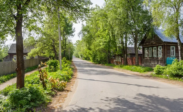 Rua rural em verde na primavera — Fotografia de Stock