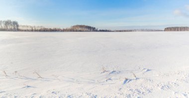 Bir gün karla kaplı tarla