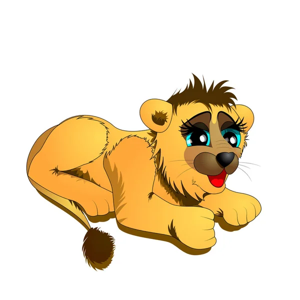 Lindo cachorro de león. personaje de dibujos animados. illust, vector — Archivo Imágenes Vectoriales