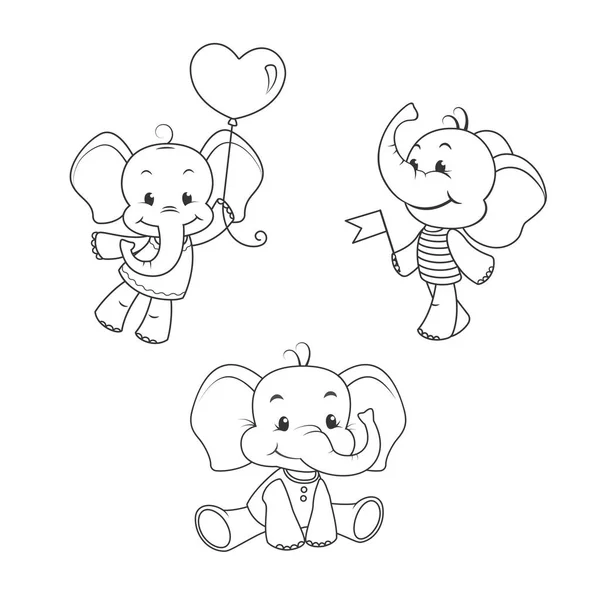 Conjunto de design de esboço de elefante bebê —  Vetores de Stock