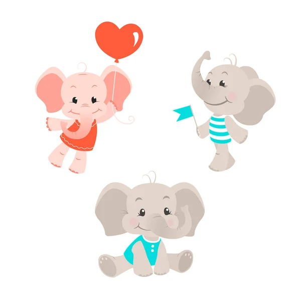 Дитячий набір дизайну слона — стоковий вектор