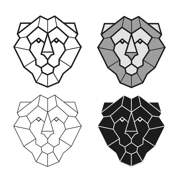 Lion geometric head vector set — Stock Vector