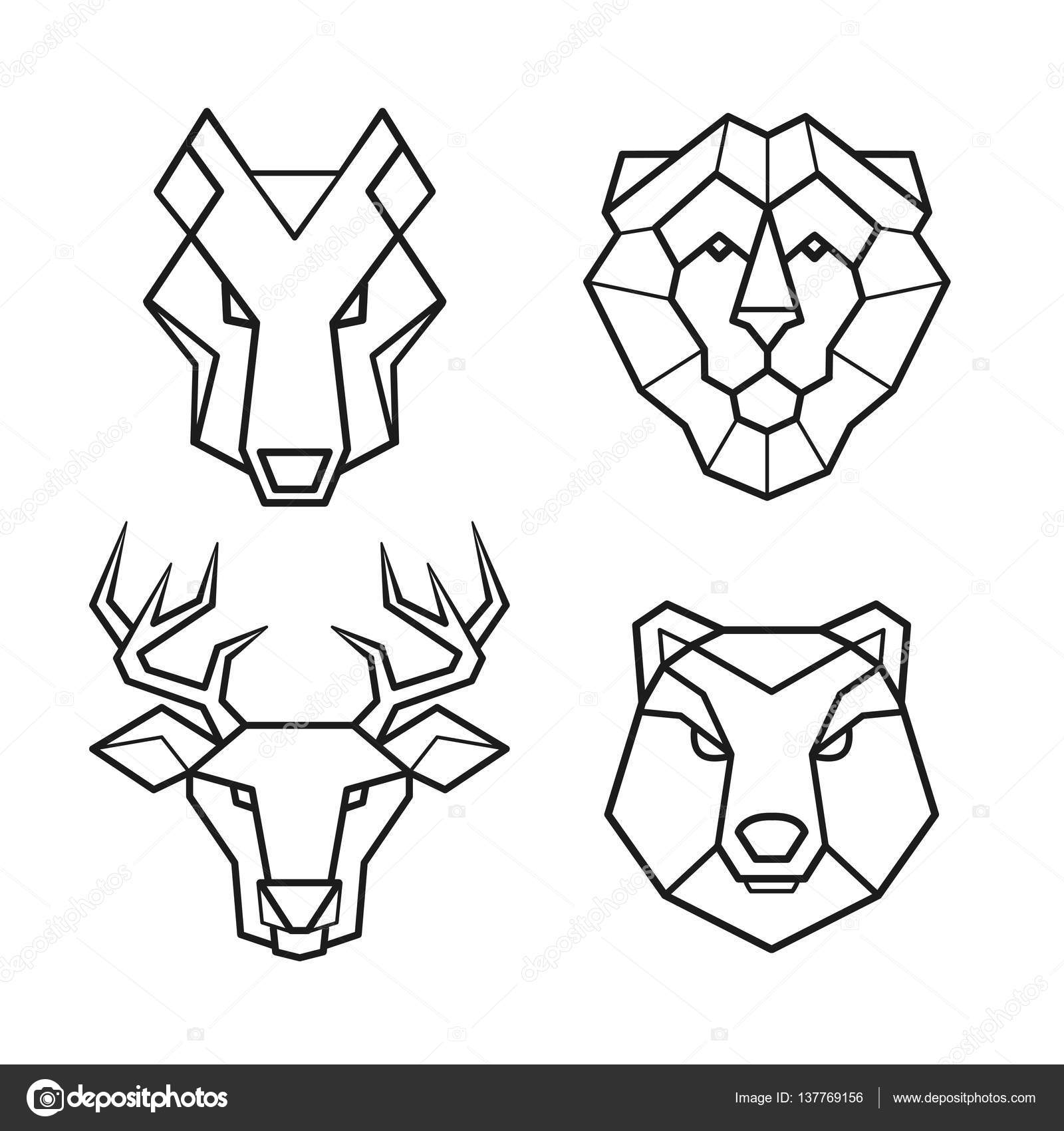 Простые геометрические головы животных