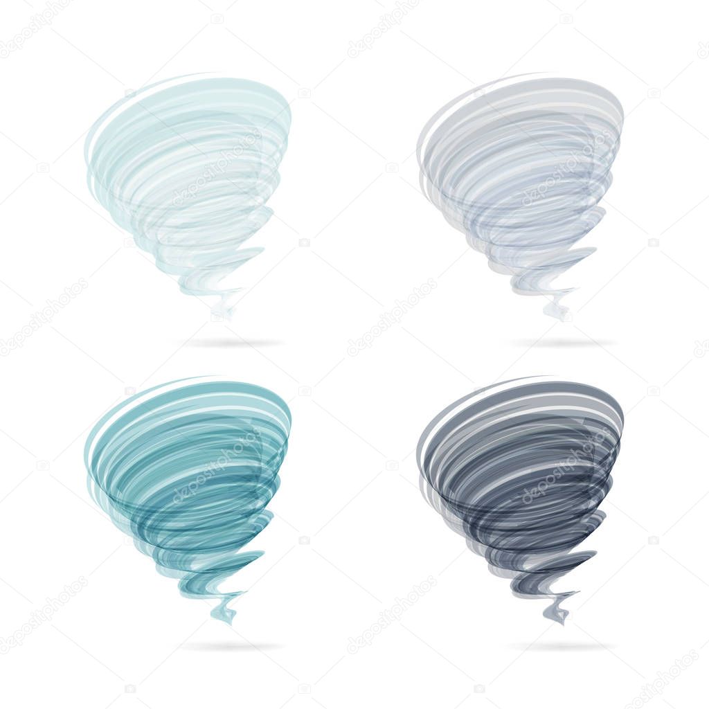 Tornado swirl icon set isolated on white background