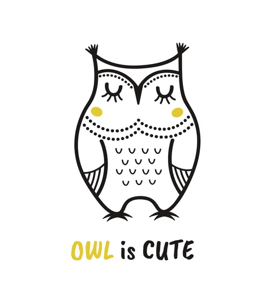 Cute Hand Drawn Owl Quote Owl Cute Print Poster Shirt — Stock Vector