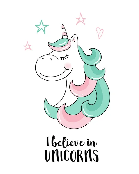 Credi Negli Unicorni Illustrazione Citazione Unicorno Vettoriale — Vettoriale Stock