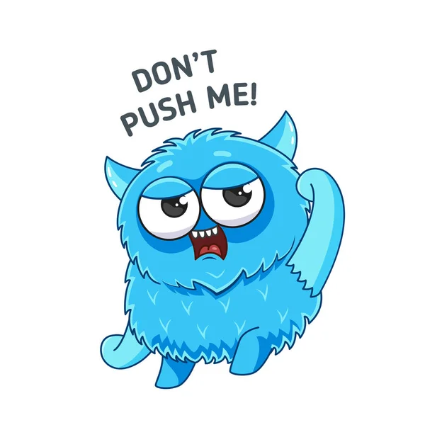 Blue Angry Monster Vector Sticker — Stok Vektör