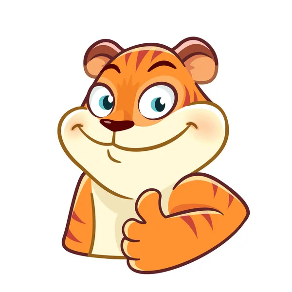 Tiger Personagem Dos Desenhos Animados Com Polegares Para Cima Vetor De Stock
