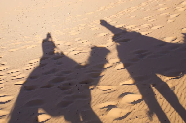 Schaduw silhouetten op de woestijn — Stockfoto