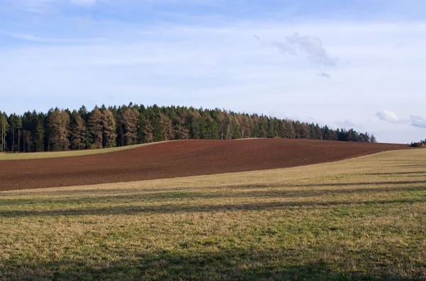 Łąki i wzgórza jesienią — Zdjęcie stockowe