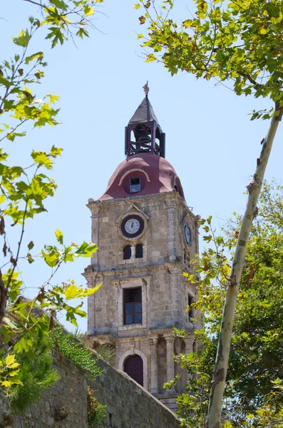 Clocktower in Rhodes town, Greece — Stock Photo, Image