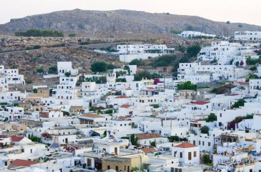 Çatılar Lindos Town, Rhodes, Yunanistan