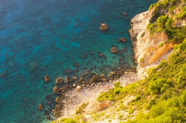 Zachód słońca nad Porto Schiza, Wyspa Zakynthos, Grecja — Zdjęcie stockowe