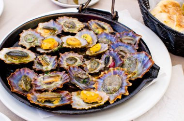 Limpets fried on the pan clipart