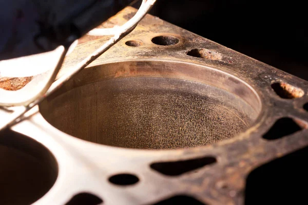 Close-up cylinder of old rusty engine — Stock Photo, Image