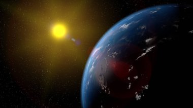 Gezegeni uzaydan sırasında bir gündoğumu 3d işleme öğeleri Nasa tarafından döşenmiş bu görüntünün görünümünü