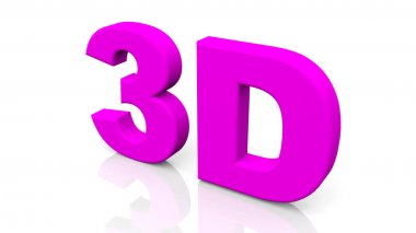 3d render mor 3d kelime beyaz arka plan üzerinde izole