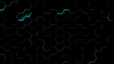 Altıgen dokular ile mavi ışık. 3D render