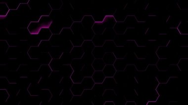 Mavi ve mor ışıklı altıgen dokular. 3D render