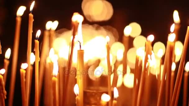 Burning wax candles with a beautiful bokeh
