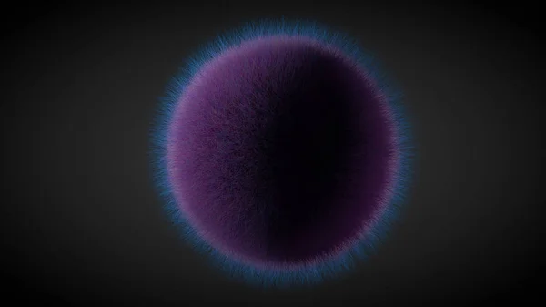 Bola de pele roxa isolada no fundo preto. Redner 3D — Fotografia de Stock