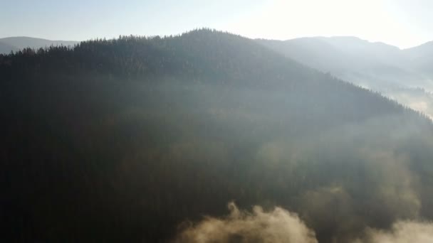 Letecký Pohled Pole Horách Ranní Mlha — Stock video