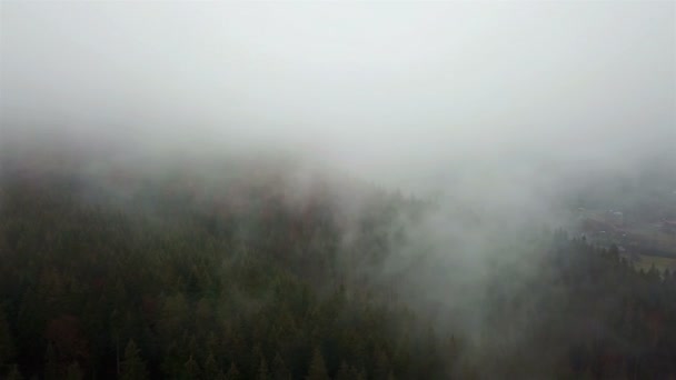 Vista Aérea Las Montañas Con Niebla Matutina — Vídeo de stock