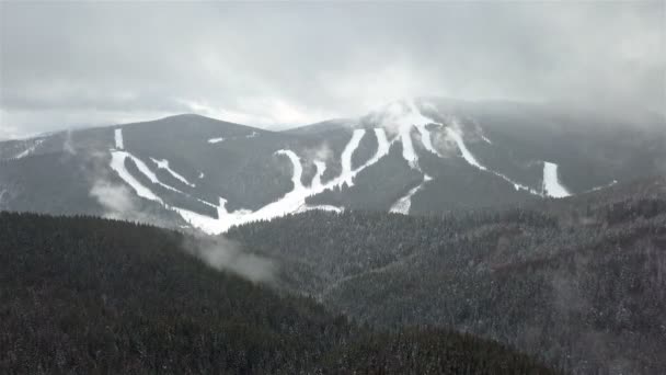 Ośrodek Narciarski Pokrytych Śniegiem Górach Choinki — Wideo stockowe