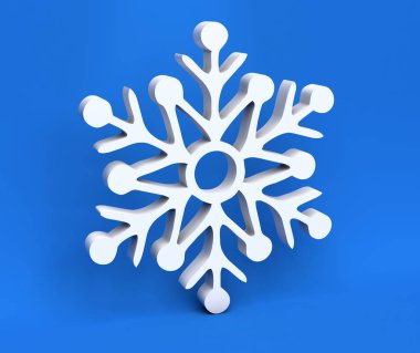 üzerinde mavi arka plan izole 3d beyaz Noel kar tanesi