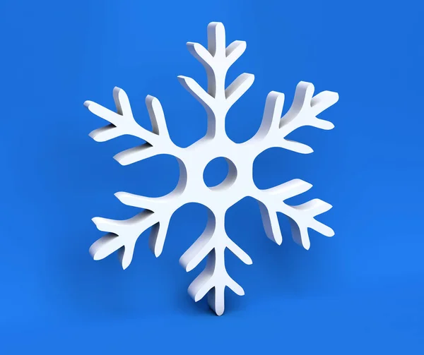 3d branco floco de neve de Natal isolado no fundo azul — Fotografia de Stock