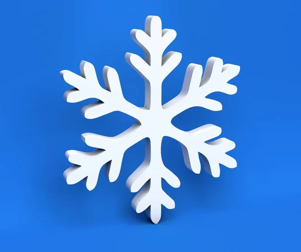 3D biały Boże Narodzenie snowflake na białym tle na niebieskim tle — Zdjęcie stockowe