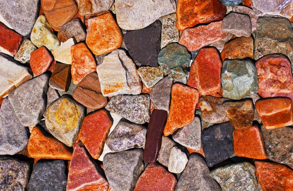 Mulricolored stones for exterior works of red color, texture