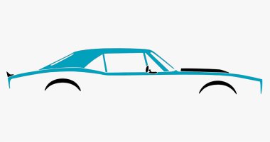 Beyaz arka planda eski Amerikan arabasının görüntüsü.