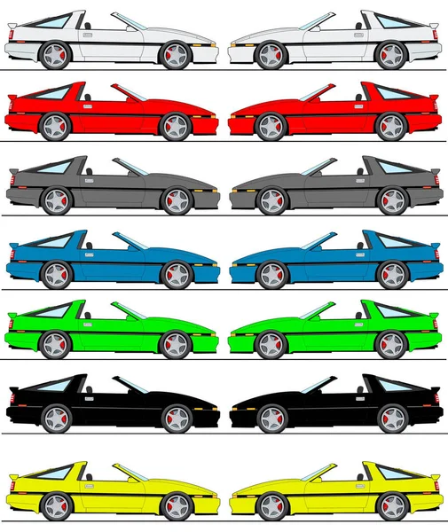 Illustration Old Japanese Cars Set White Background — Stock Photo, Image