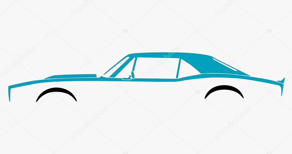Illustration of old american car on white background.