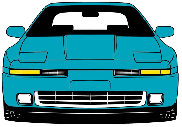 Illustration Front Part Old Japanese Car Blue Background — Stock Photo, Image
