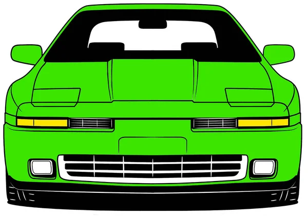 Illustration Front Part Old Japanese Car Green Background — Stock Photo, Image