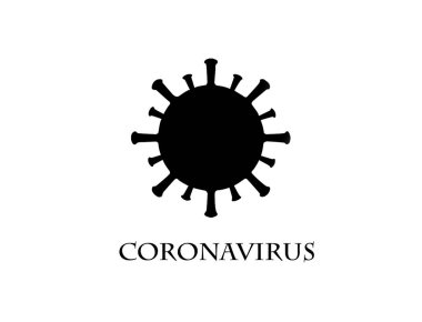 Beyaz arkaplanda Coronavirus siyah simgesi.