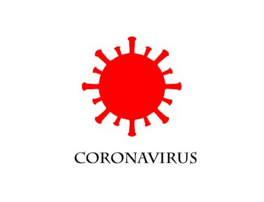 Beyaz arkaplanda Coronavirus kırmızı simgesi.