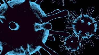 Siyah arka planda Coronavirus 'un 3 boyutlu modeli.