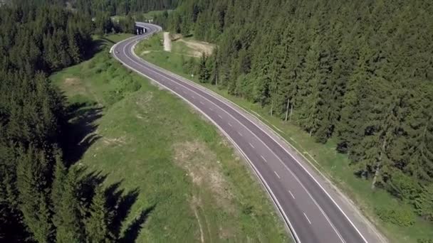 Aerial View Mountains Asphalt Road Slovak Tatras — Stock Video