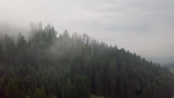 Luchtfoto Ochtend Bergen Uitzicht Mist Lage Tatra Met Stad Achtergrond — Stockvideo