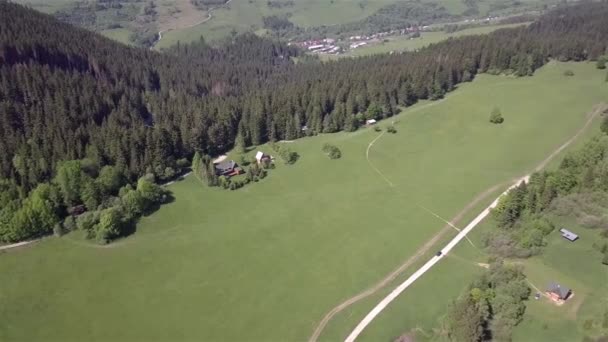 Luchtfoto Van Bergweg Slowaakse Tatra — Stockvideo
