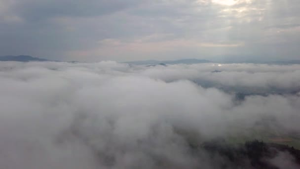 Drone Flies Clouds Early Morning Slovak Tatras — Stock Video