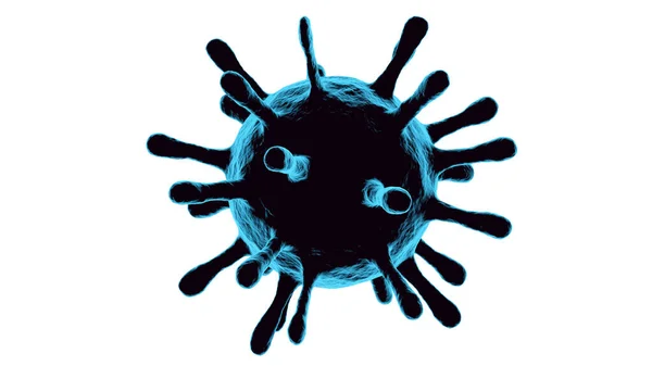 Modello Coronavirus Blu Sfondo Bianco — Foto Stock